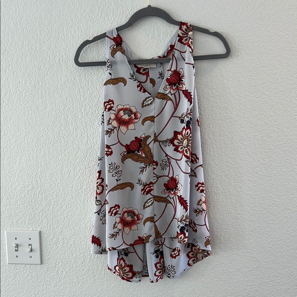 Floral Sleeveless Top - Red and White